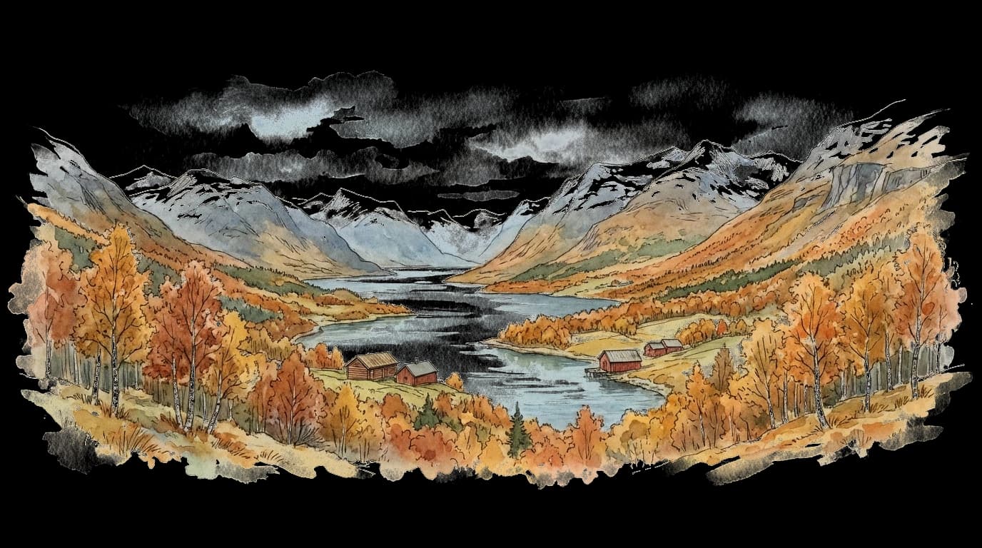 Landscape illustration of Norway