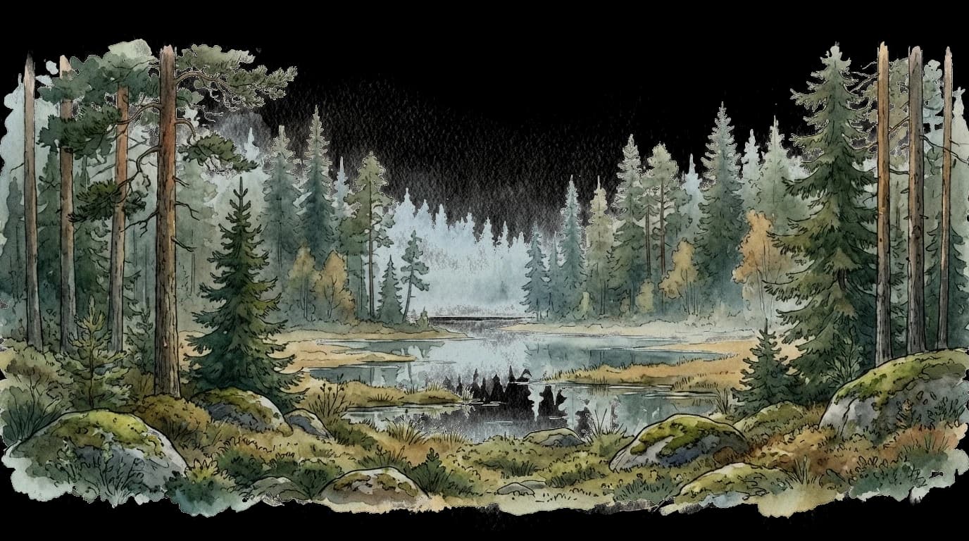 Landscape illustration of Sweden