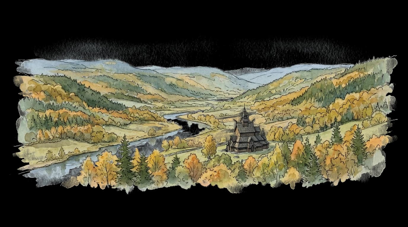 Landscape illustration of Vestfold og Telemark