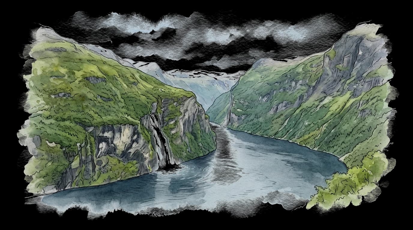 Landscape illustration of Vestland