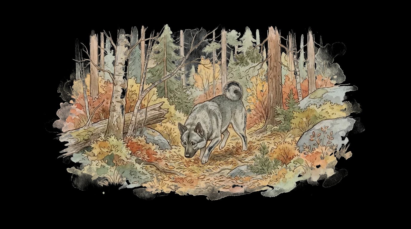 Illustration of Hunting with loose dogs