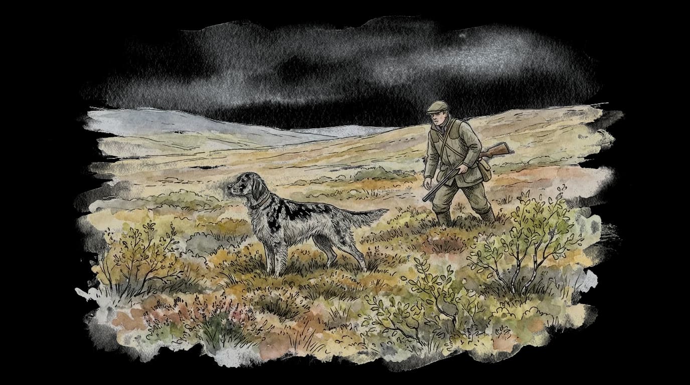 Illustration of Hunting with pointing dogs